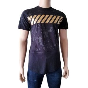 LRSCOOP Black & Gold Splattered Paneled T-Shirt